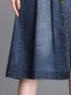 Mid-Calf A-line Slow Life Denim Plain Skirt (Style V101842)