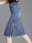 Straight Date Night Belt Denim Plain Skirt (Style V101845)