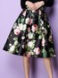 A-line Elegant Pockets Polyester Floral Skirt (Style V101848)