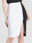 Knee Length Office Zipper Polyester Color Block Skirt (Style V101849)