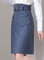 Knee Length Straight Office Polyester Plain Skirt (Style V101850)