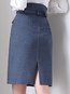 Knee Length Straight Office Polyester Plain Skirt (Style V101850)