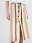 Mid-Calf Slow Life Belt Polyester Striped Skirt (Style V101863)
