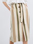 Mid-Calf Slow Life Belt Polyester Striped Skirt (Style V101863)