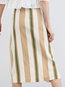 Mid-Calf Slow Life Belt Polyester Striped Skirt (Style V101863)