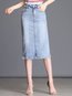 Mid-Calf Straight Western Button Plain Skirt (Style V101867)