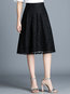 Mid-Calf Office Ruffle Polyester Plain Skirt (Style V101868)