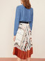 Pleated Date Night Ruffle Polyester Geometric Skirt (Style V101870)