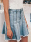 Mini Pleated Patchwork Cotton Plain Skirt (Style V101873)