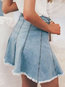 Mini Pleated Patchwork Cotton Plain Skirt (Style V101873)