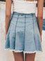 Mini Pleated Patchwork Cotton Plain Skirt (Style V101873)