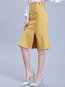 Mermaid Office Ruffle Polyester Plain Skirt (Style V101877)