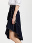 Mid-Calf Asymmetrical Ruffle Polyester Plain Skirt (Style V101879)