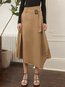Mid-Calf Asymmetrical Belt Polyester Plain Skirt (Style V101883)