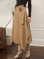 Mid-Calf Asymmetrical Belt Polyester Plain Skirt (Style V101883)
