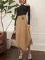 Mid-Calf Asymmetrical Belt Polyester Plain Skirt (Style V101883)