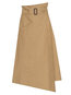 Mid-Calf Asymmetrical Belt Polyester Plain Skirt (Style V101883)