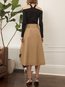 Mid-Calf Asymmetrical Belt Polyester Plain Skirt (Style V101883)