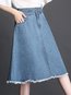 A-line Date Night Button Polyester Plain Skirt (Style V101884)