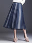 Mid-Calf Pleated Office Ruffle Polyester Skirt (Style V101887)