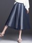 Mid-Calf Pleated Office Ruffle Polyester Skirt (Style V101887)