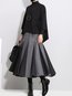 Mid-Calf Office Patchwork Polyester Color Block Skirt (Style V101893)