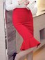 Knee Length Office Ruffle Polyester Plain Skirt (Style V101898)