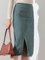 Mid-Calf Straight Cut Out Tencel Plain Skirt (Style V101901)