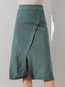 Mid-Calf Straight Cut Out Tencel Plain Skirt (Style V101901)