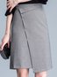 Knee Length Asymmetrical Office Pattern Nylon Skirt (Style V101903)