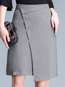 Knee Length Asymmetrical Office Pattern Nylon Skirt (Style V101903)