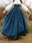 Maxi Ball Gown Casual Cotton Blends Plain Skirt (Style V101908)