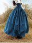 Maxi Ball Gown Casual Cotton Blends Plain Skirt (Style V101908)