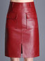 Knee Length Straight Cut Out Pu Leather Plain Skirt (Style V101920)
