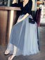 Ankle Length Pleated Date Night Ruffle Polyester Skirt (Style V101943)