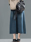 Ankle Length A-line Worn Denim Plain Skirt (Style V101955)