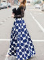Maxi A-line Pattern Polyester Polka Dot Skirt (Style V101969)