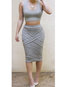 Pencil Date Night Pattern Polyester Plain Skirt (Style V101977)