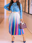 Mid-Calf Pleated Date Night Ruffle Gradient Skirt (Style V101982)