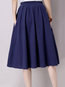 Knee Length A-line Ruffle Linen Plain Skirt (Style V101991)