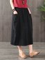 Mid-Calf Lantern Slow Life Patchwork Plain Skirt (Style V101992)