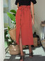 A-line Fashion Belt Polyester Plain Skirt (Style V101996)