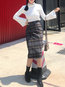 Mid-Calf Straight Elegant Pattern Plaid Skirt (Style V102001)