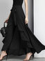 Maxi Asymmetrical Fashion Polyester Plain Skirt (Style V102006)