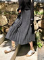 Mid-Calf Casual Ruffle Polyester Plain Skirt (Style V102010)