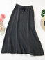 Mid-Calf Slow Life Bow Knitted Plain Skirt (Style V102012)