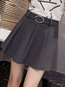 A-line Date Night Belt Polyester Plain Skirt (Style V102018)