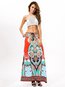 Maxi A-line Pattern Polyester Floral Skirt (Style V102039)