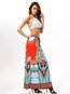 Maxi A-line Pattern Polyester Floral Skirt (Style V102039)