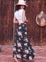 Asymmetrical Casual Pattern Polyester Floral Skirt (Style V102042)